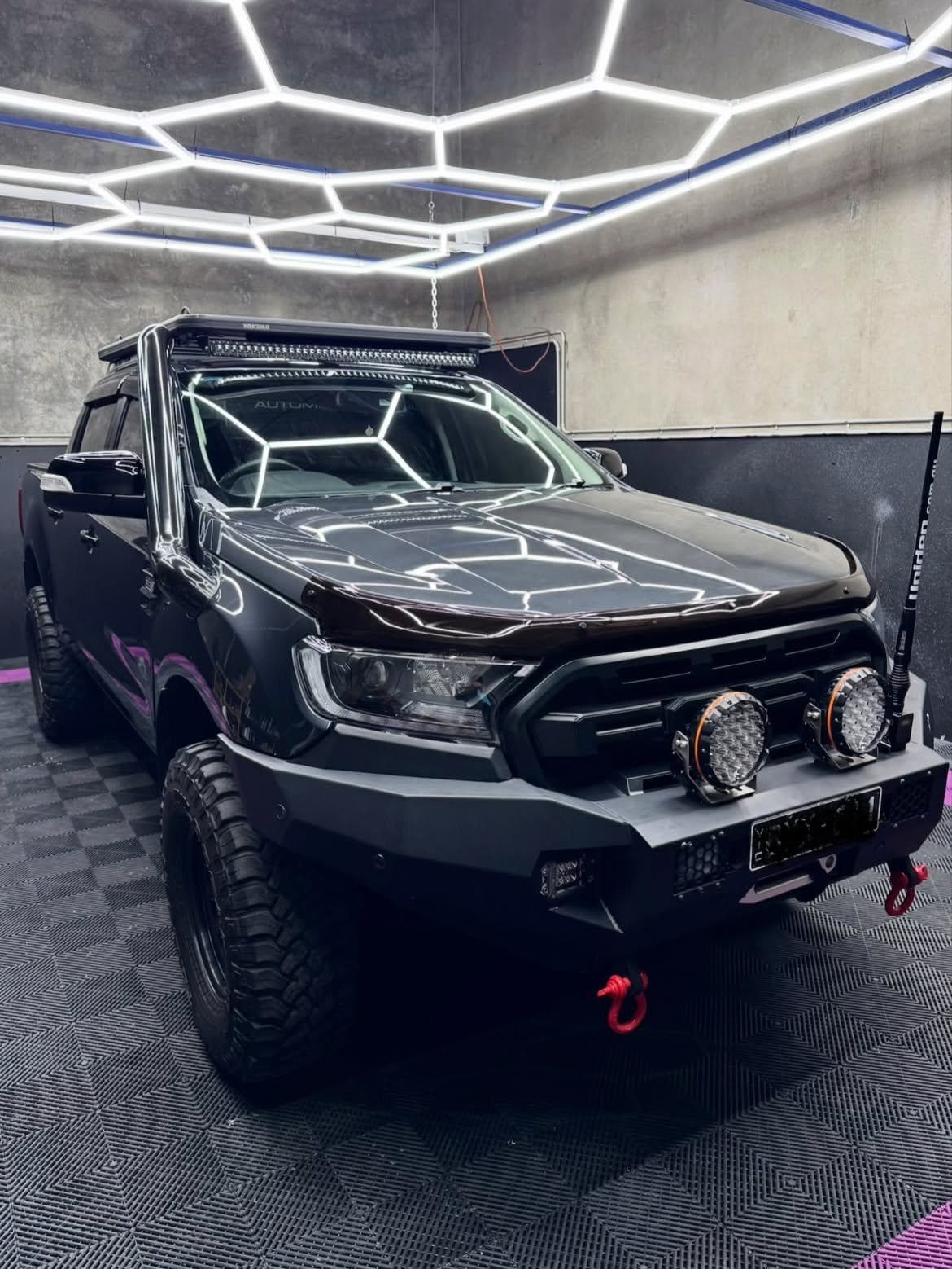 Ford Ranger with a bullbar detailed inside the climate controlled Pakenham studio