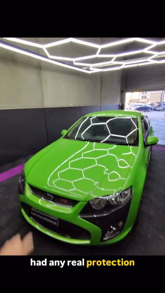 Bright green Ford Falcon coated inside and out at the Pakenham studio
